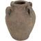12" Dark Brown Ceramic Handmade Textured Vase with 4 Handles